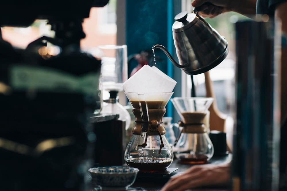 Coffee being made at the counter