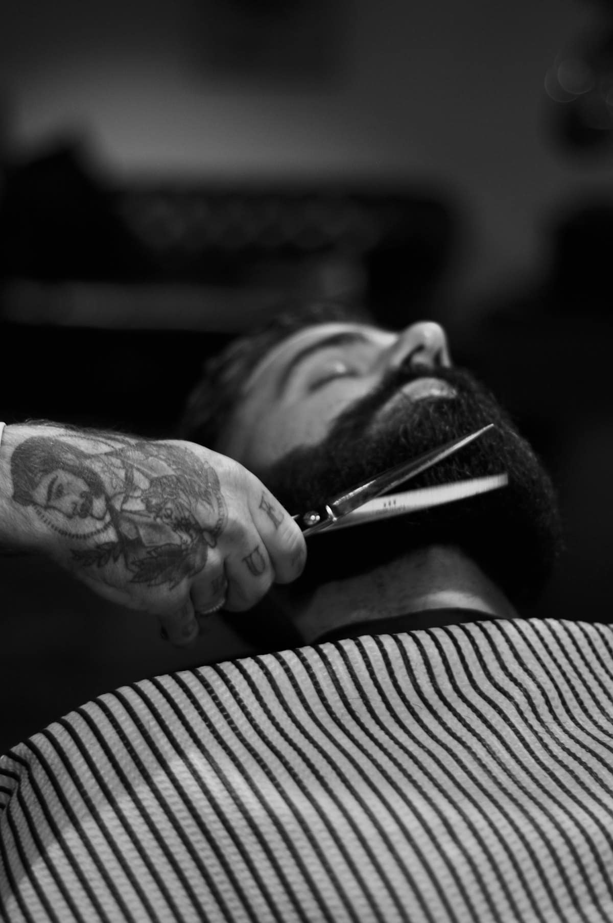 A hot-towel beard finish at the chair