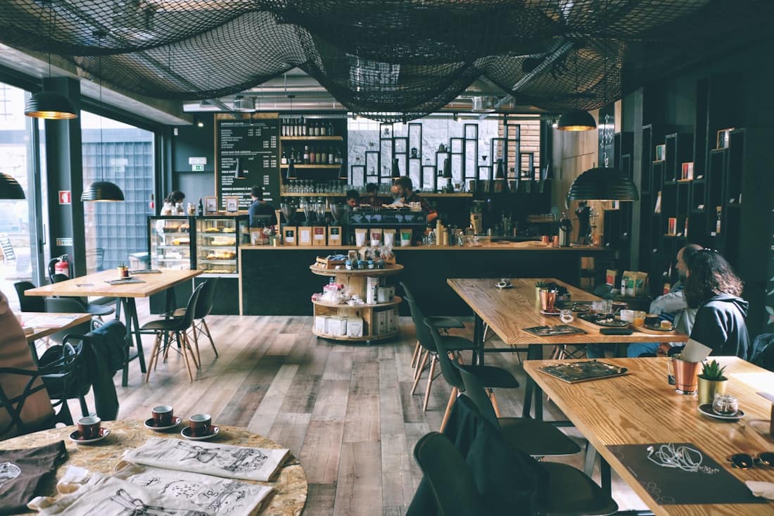 The front tables in morning light