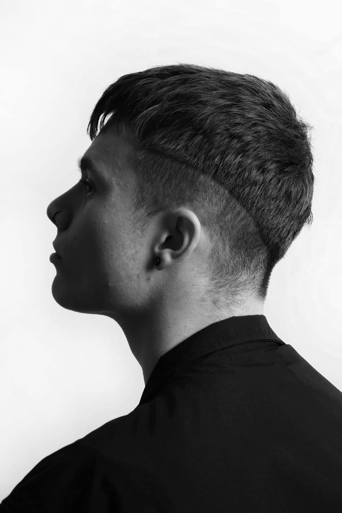 High skin fade with a clean neckline
