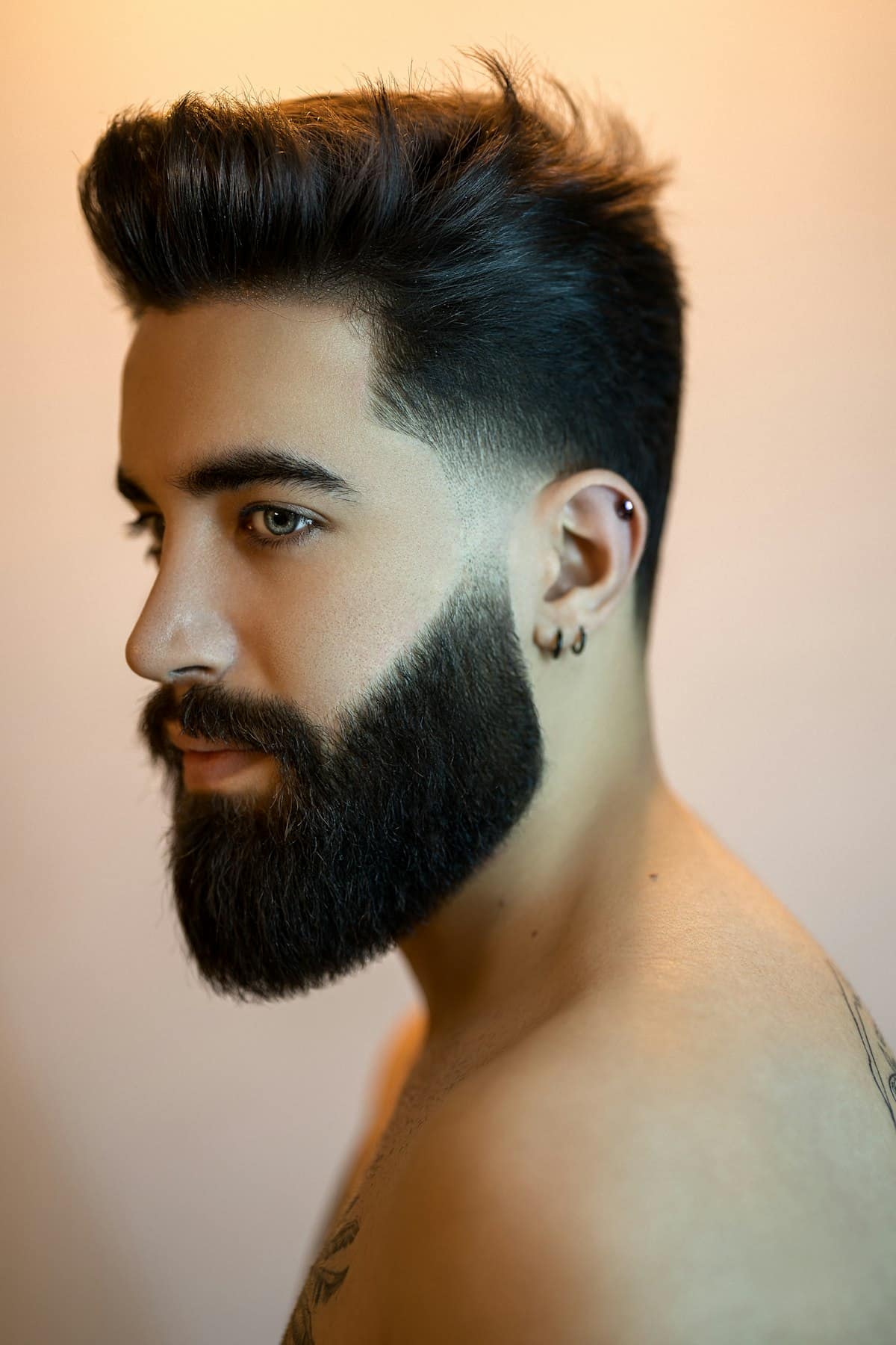 Fade blended into a shaped beard